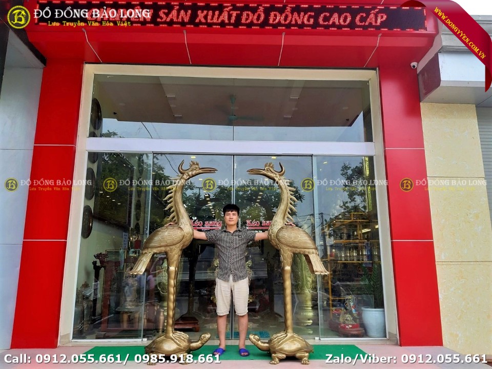 hạc thờ bằng đồng 2m17