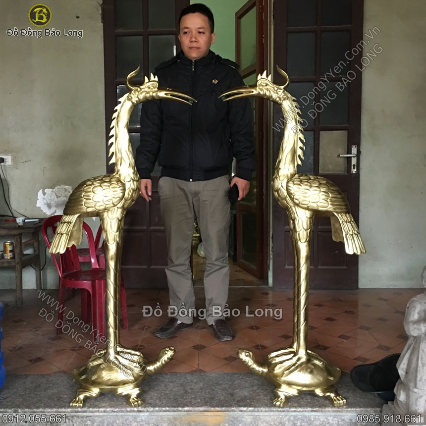 Hạc Thờ Đúc Bằng Đồng Cát Tút 1m27