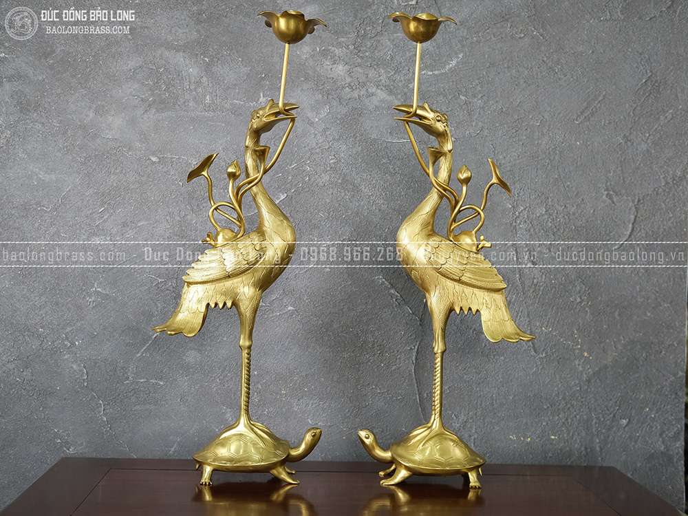 Đôi Hạc Thờ bằng đồng vàng catut cao 57cm