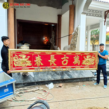 Đại Tự Bằng Đồng Vàng 3m4 cho điện thờ ở Tam Điệp