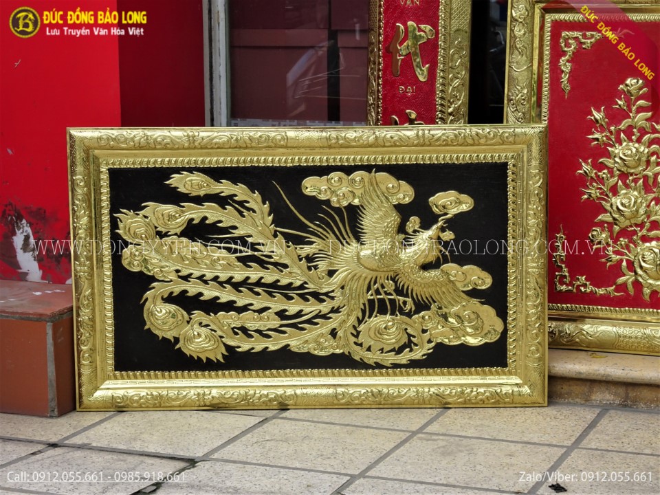 tranh chim phượng bằng đồng