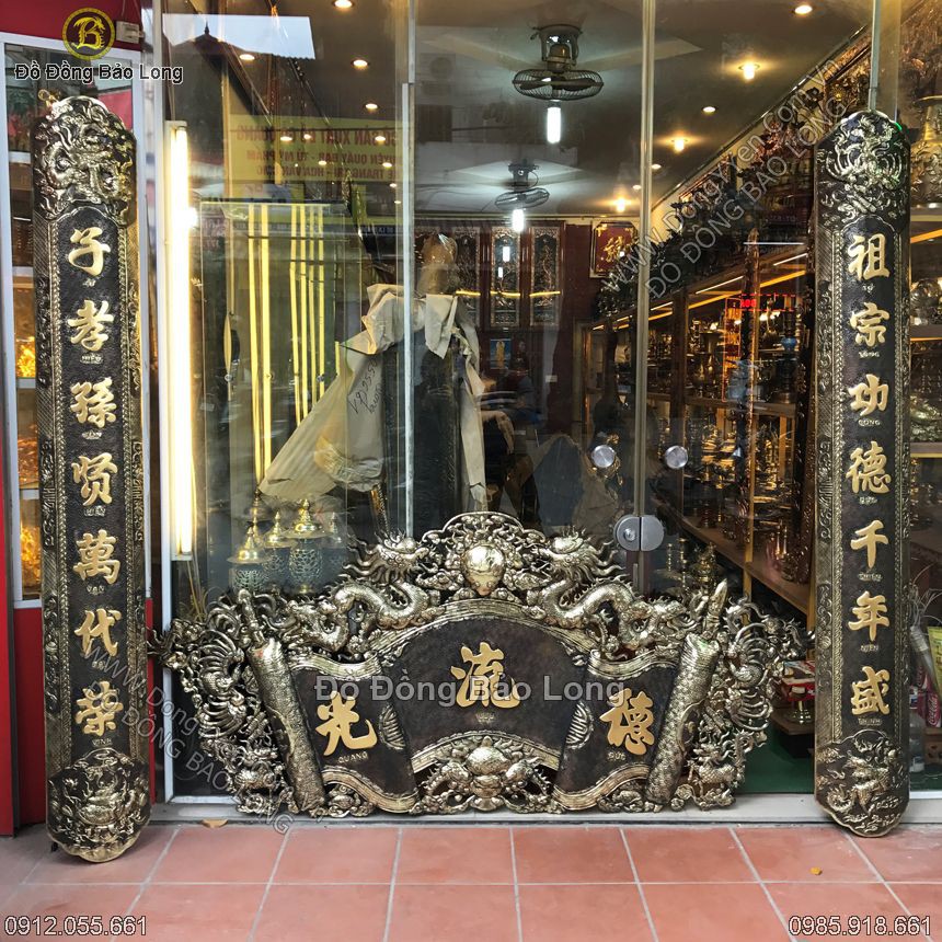Bộ Cuốn Thư Câu Đối Dát Vàng 1m97