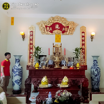 Bộ Cuốn Thư Câu Đối Bằng Đồng Mạ Vàng 1m76 khách Hà Nam