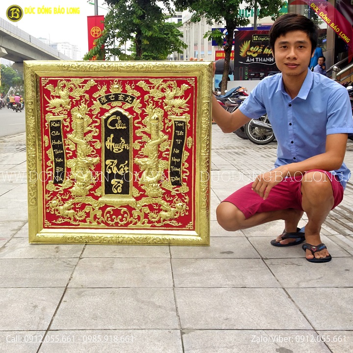 Bức Cửu Huyền Thất Tổ Bằng Đồng Treo Bàn Thờ Khổ 89cm