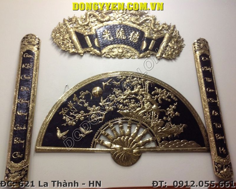 Cuốn Thư Câu Đối Thờ Cúng Gia Tiên Bằng Đồng Cao Cấp