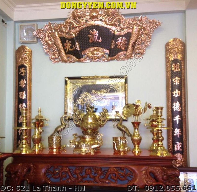 Cuốn Thư Câu Đối Đồng Đỏ 1m35 - Đồ Thờ Cúng Bằng Đồng