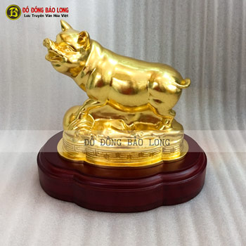 Lợn Bằng Đồng Dát Vàng 9999 cao 16cm