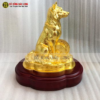 Chó Bằng Đồng Dát Vàng 9999 cao 19cm