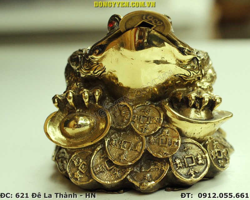 Cóc ba chân ngậm tiền bằng đồng 9cm