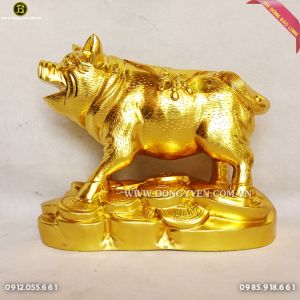 Heo Bằng Đồng Đỏ Dát Vàng 9999 40cm cho khách Bạc Liêu