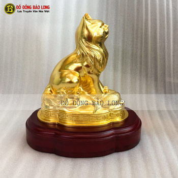 Mèo Bằng Đồng Dát Vàng 9999 cao 19cm