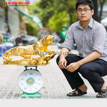 Tượng Hổ Bằng Đồng Dát Vàng 9999 dài 61cm