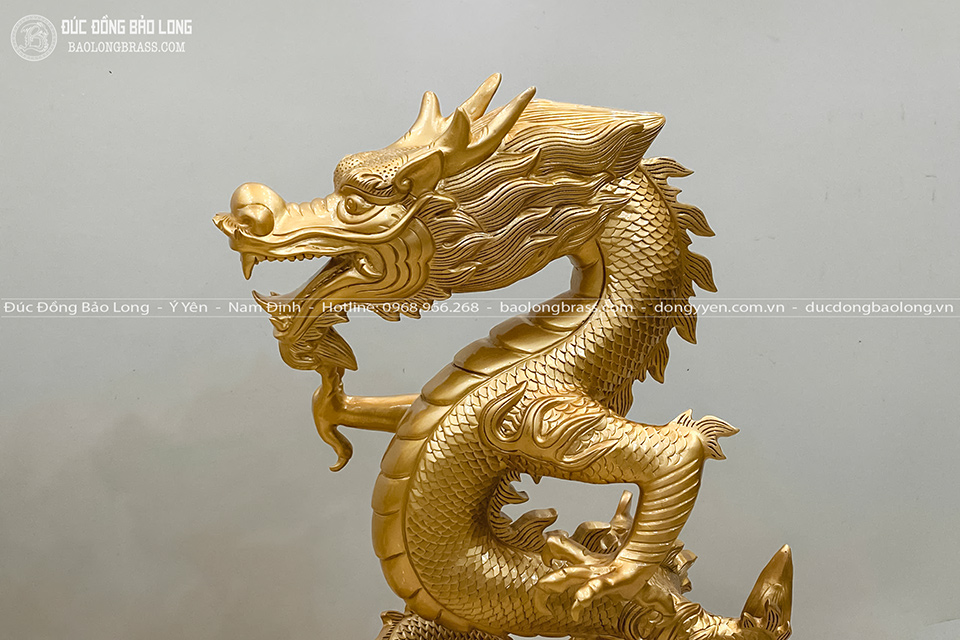 Tượng Long Quy (Rồng đứng trên lưng Rùa) bằng đồng đỏ cao 61cm