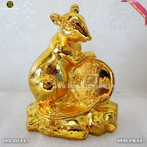 Chuột Bằng Đồng mạ vàng 24k 15cm quà tặng người tuối Tí