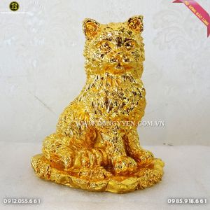 Mèo Bằng Đồng Mạ Vàng 24k 14cm cực đẹp