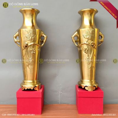Đôi Lọ Hoa Nho Sóc Bằng Đồng Catut 61cm