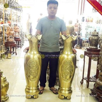 Đôi Lọ Hoa Tứ Quý Bằng Đồng Katut 1m07