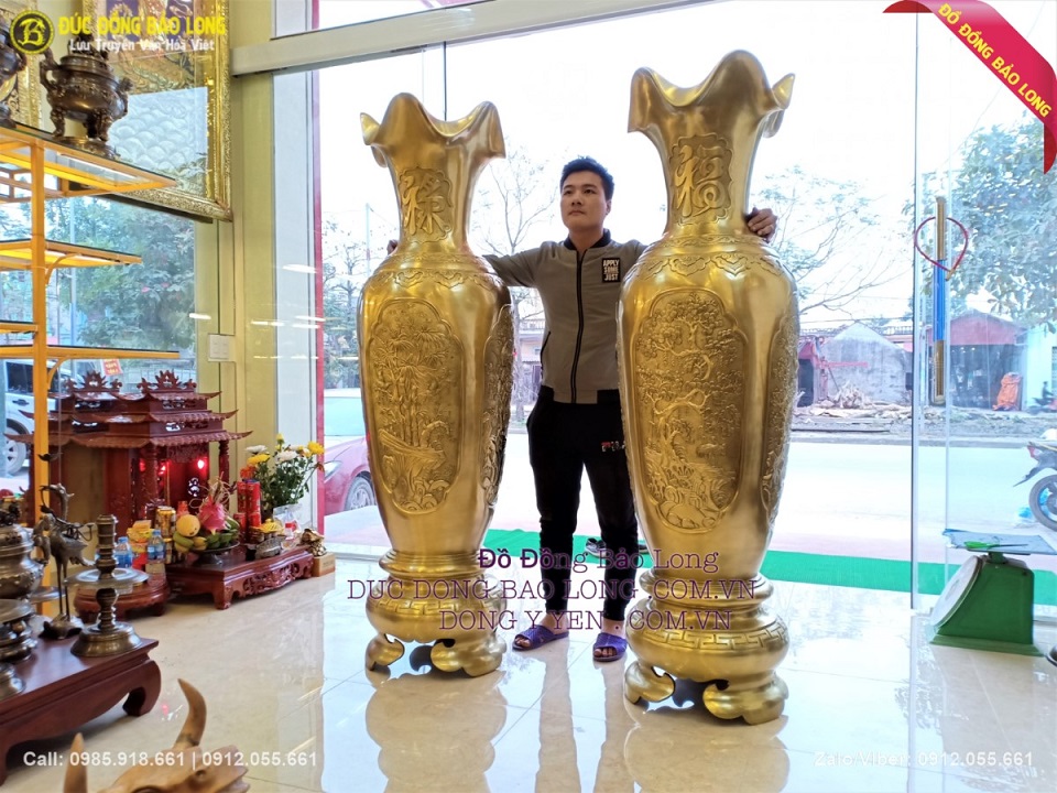 đôi lộc bình bằng đồng
