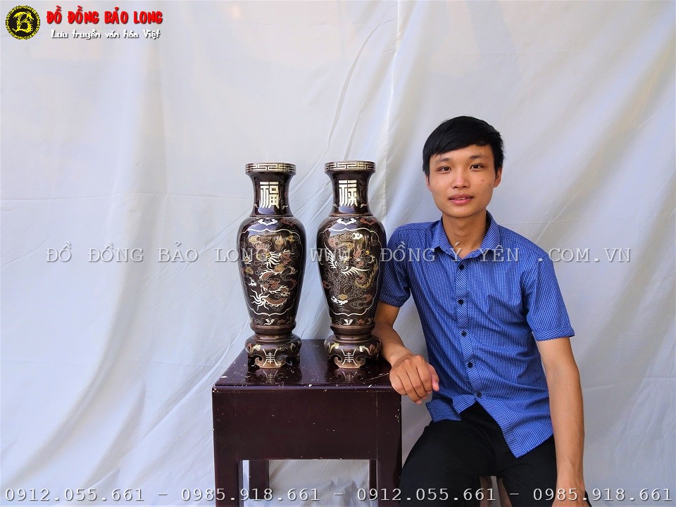 lọ hoa khảm ngũ sắc cao 48cm