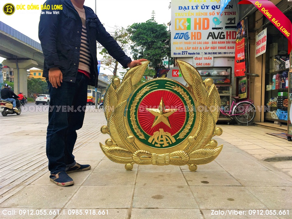 logo ngành công an bằng đồng 1m