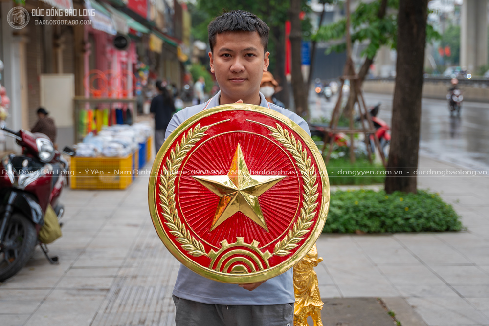 logo ngành quân đội bằng đồng đk 51cm