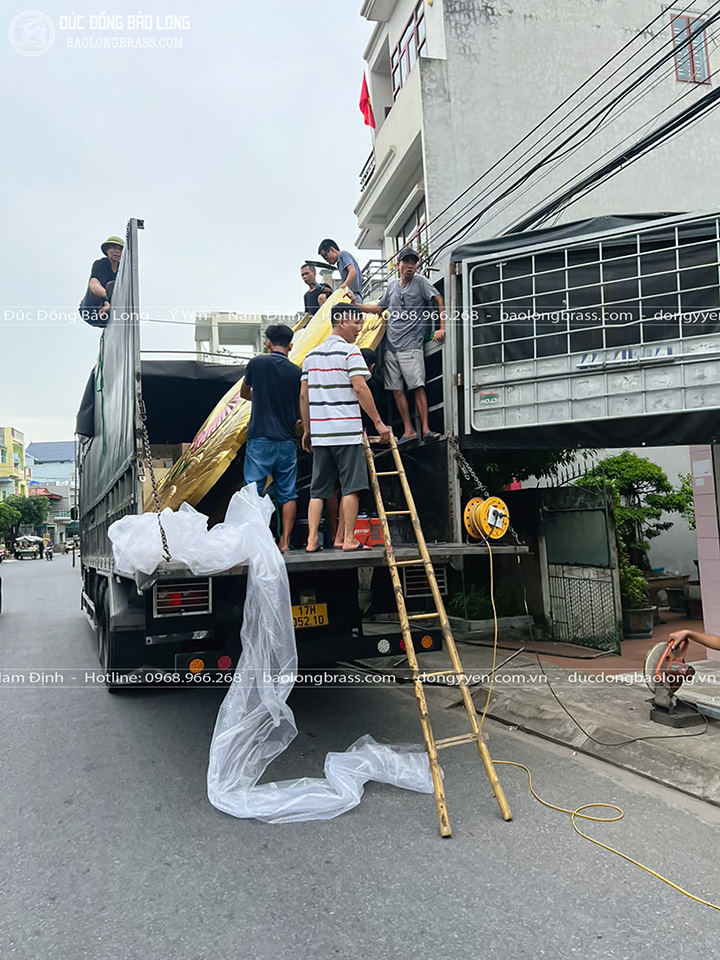 Logo Ngành Công An Bằng Đồng Vàng Kích thước 4m2 x 3m42