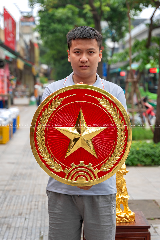logo ngành quân đội bằng đồng đk 51cm