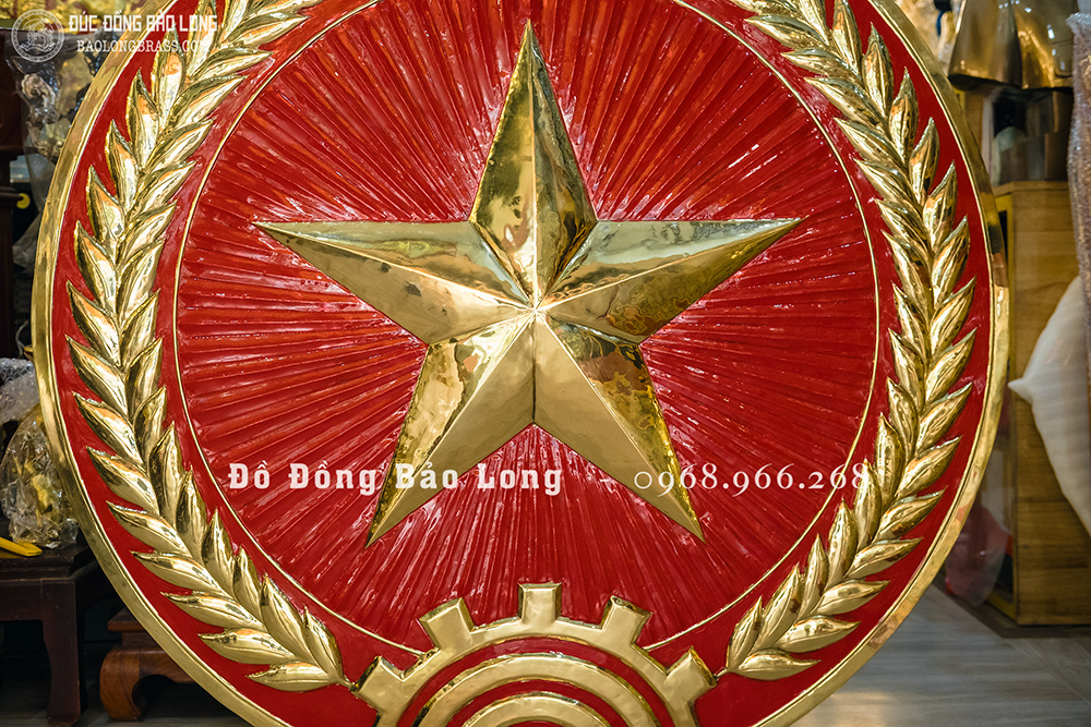Logo Quân Hiệu Quân Đội Bằng Đồng Vàng ĐK 1m2