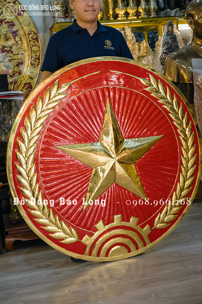 Logo Quân Hiệu Quân Đội Bằng Đồng Vàng ĐK 1m2