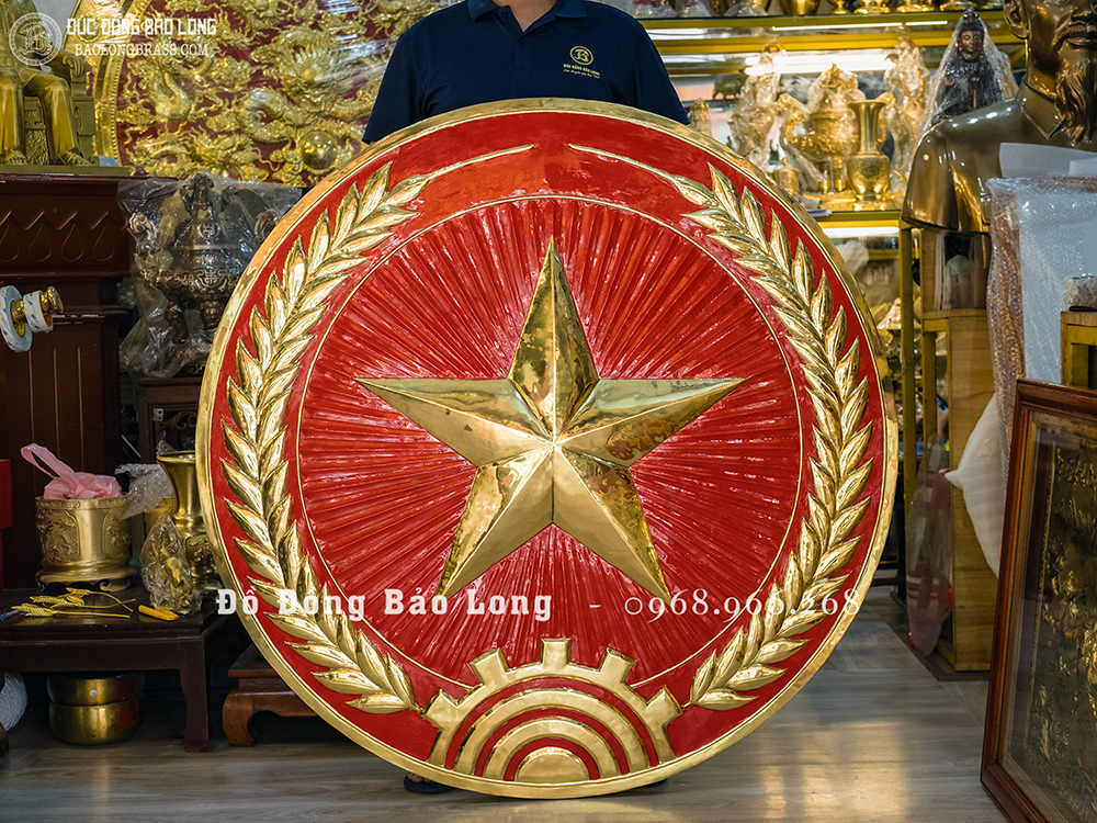 Logo Quân Hiệu Quân Đội Bằng Đồng Vàng ĐK 1m2