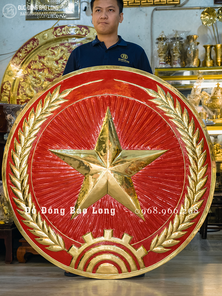 Logo Quân Hiệu Quân Đội Bằng Đồng Vàng ĐK 1m2