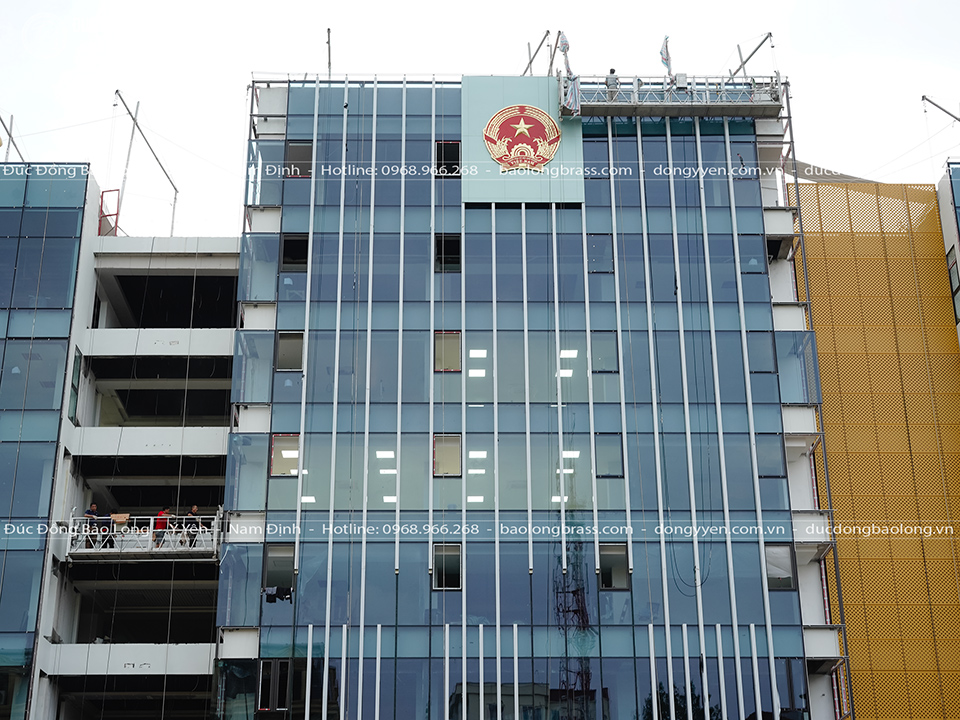 Logo Quốc Huy Bằng Đồng Vàng ĐK 3m2 cho Tỉnh Ủy Cao Bằng