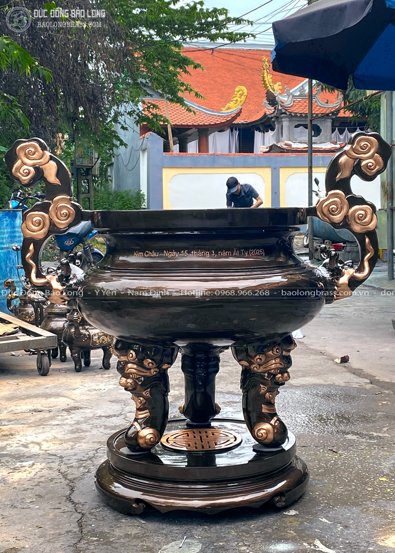 Lư Hương Đồng Hoa Sen Bằng Đồng Đỏ Cao 1m07 Cho Chùa Tại Buôn Mê Thuột