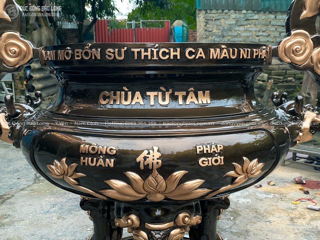 Lư Hương Đồng Hoa Sen Bằng Đồng Đỏ Cao 1m07 Cho Chùa Tại Buôn Mê Thuột