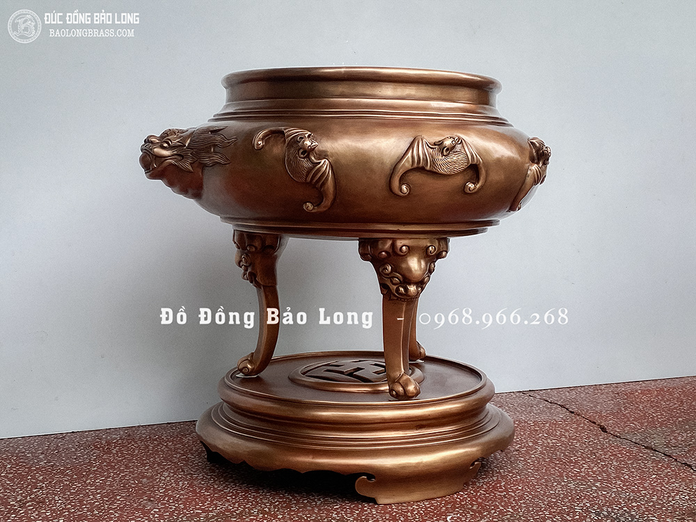 Lư Trầm Bằng Đồng Đỏ Cao 50Cm Màu Trầm Cổ