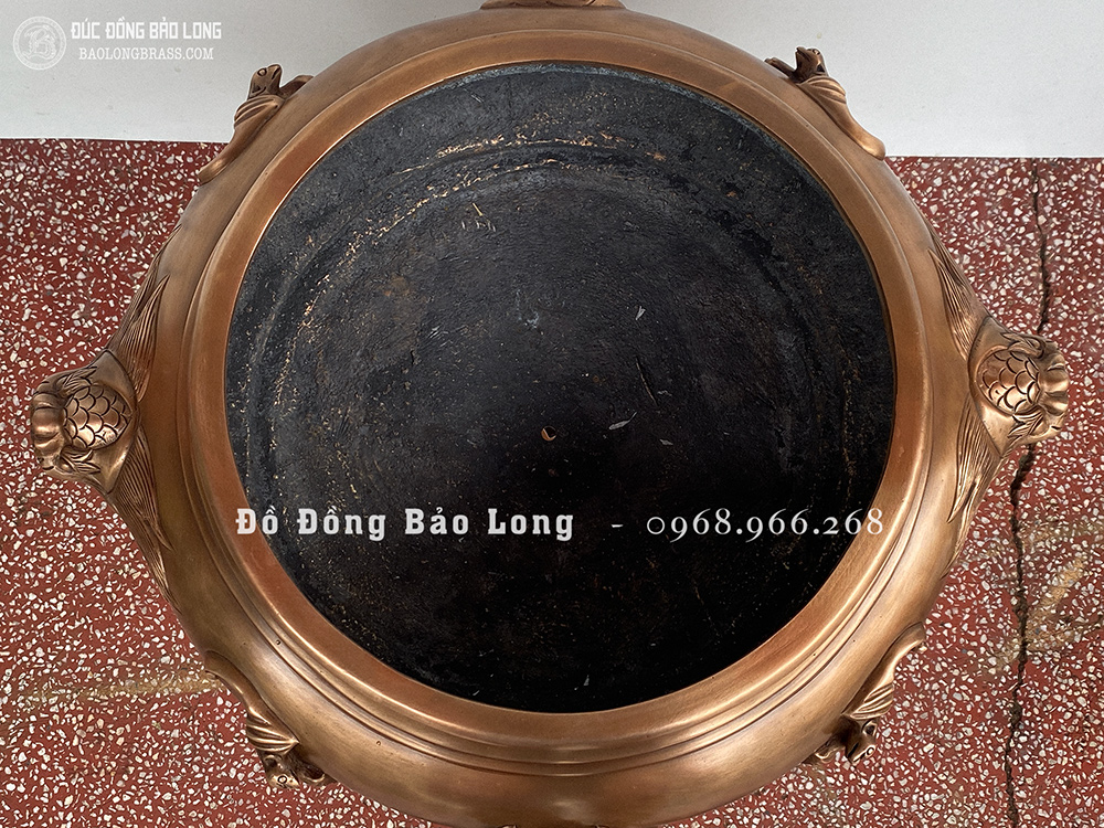 Lư Trầm Bằng Đồng Đỏ Cao 50Cm Màu Trầm Cổ