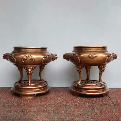 Lư Trầm Bằng Đồng Đỏ Cao 50Cm Màu Trầm Cổ
