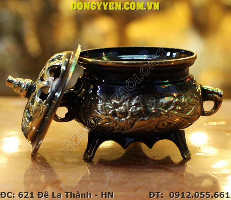 Xông Trầm - Lư Đốt Trầm Bằng Đồng Đen