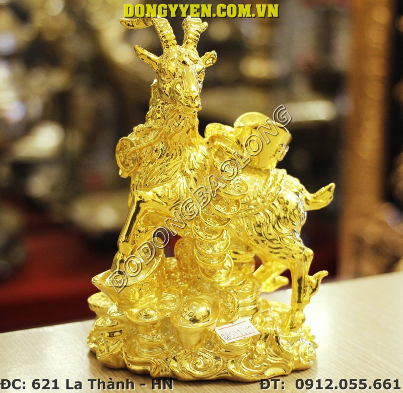 Dê Đồng Mạ Vàng 24K - Dê Phong Thủy Mạ Vàng - Quà Tặng 2015