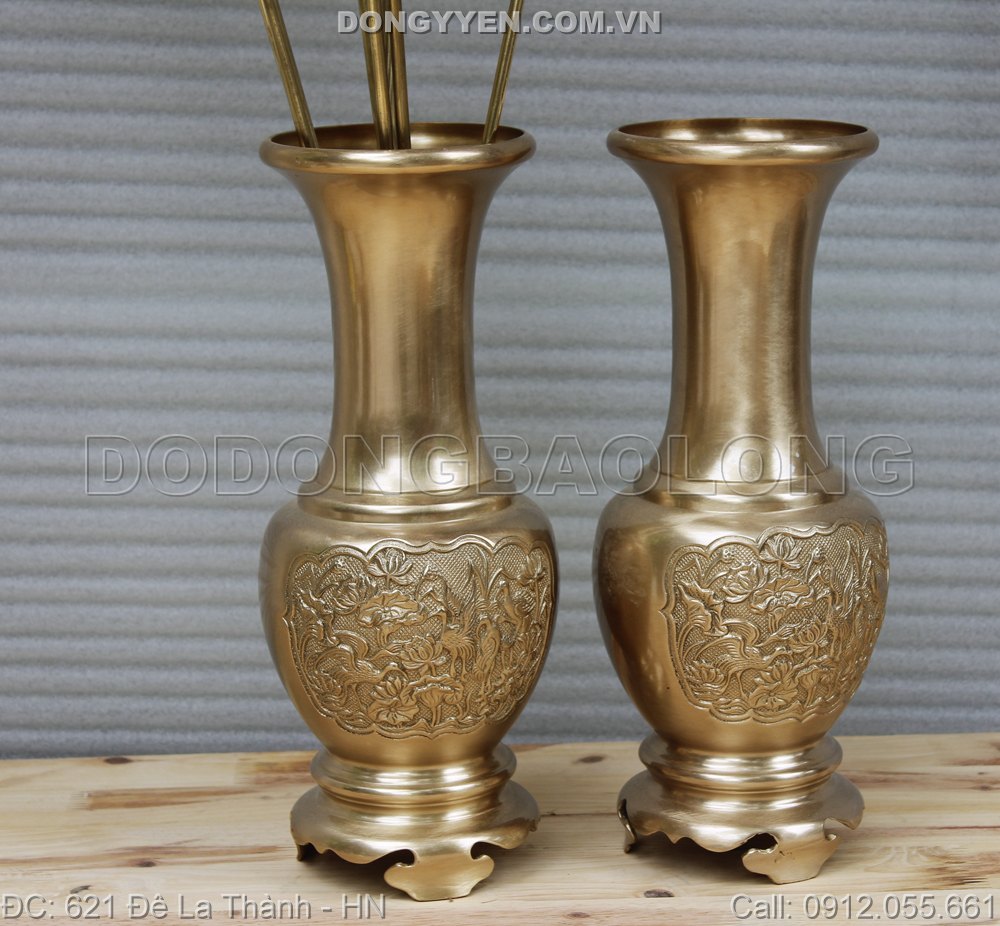 Lọ hoa cúc bằng đồng cao 38cm