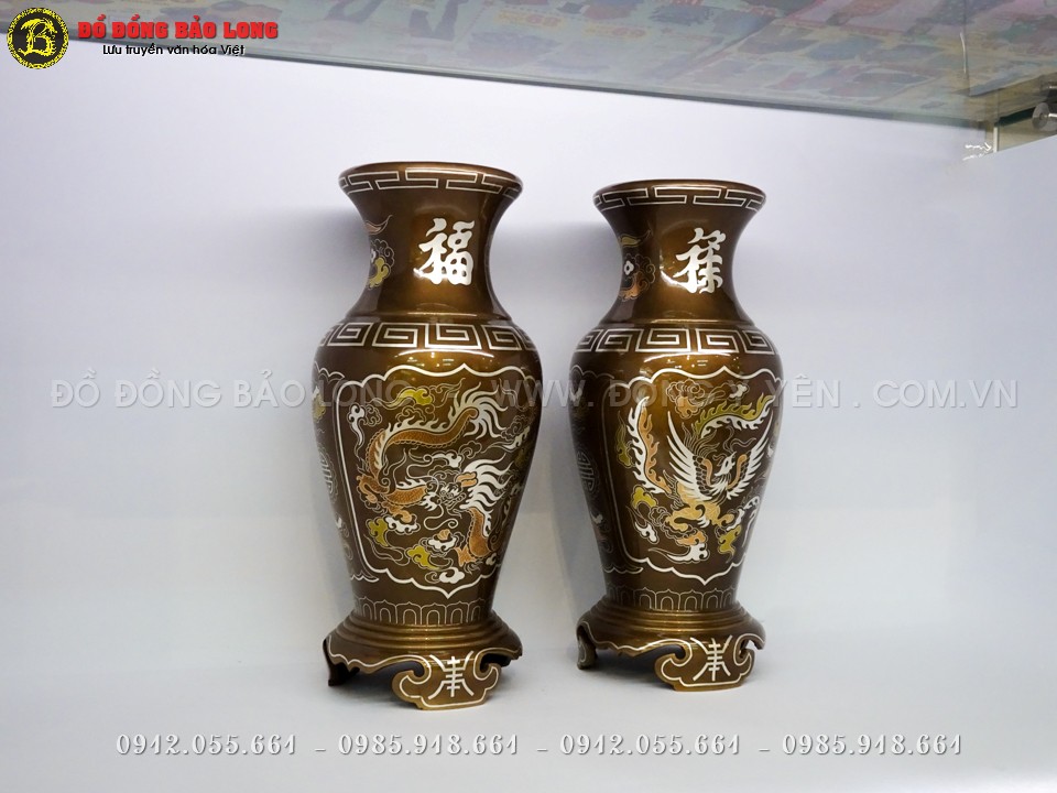 lọ hoa bằng đồng khảm bạc