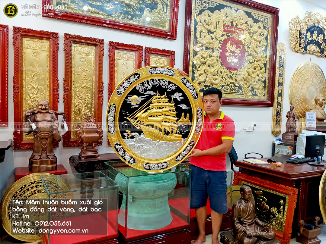 mâm đồng thuận buồm xuôi gió dát vàng dát bạc