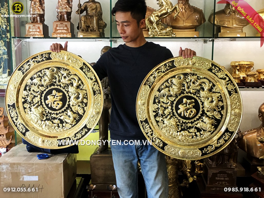 mâm đồng tứ linh 60cm