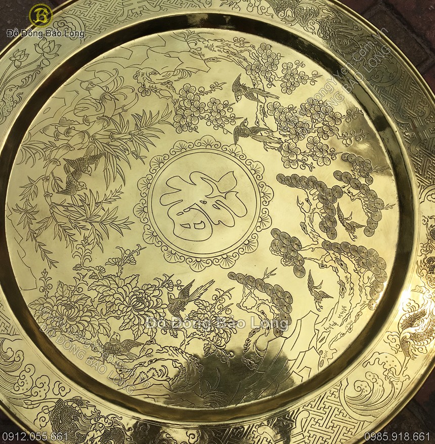 mâm được gò chạm thủ công bằng đồng tấm 1ly
