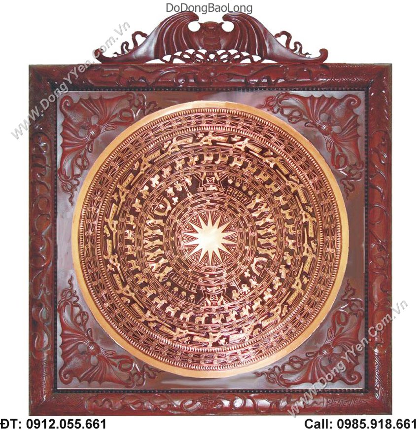 mặt trống đồng đúc 60cm khung gỗ
