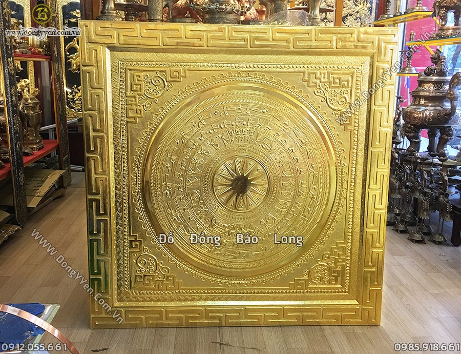 tranh mặt trống đồng mạ vàng 24k 1m27