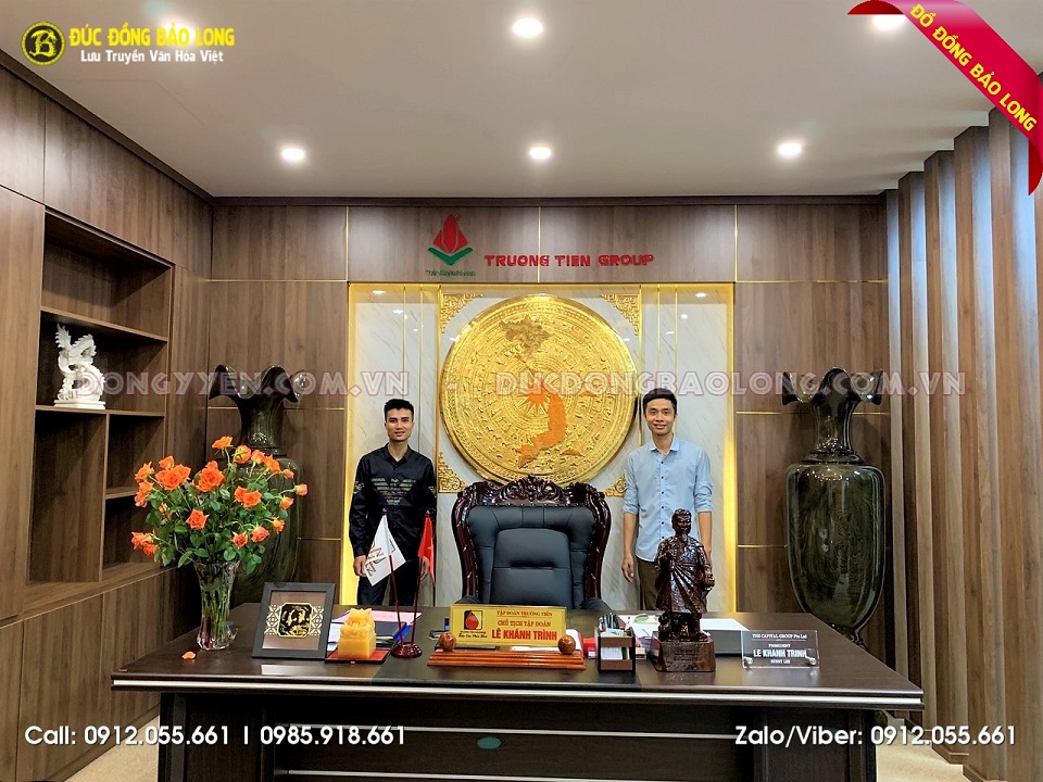 mặt trống đồng 1m2 mạ vàng