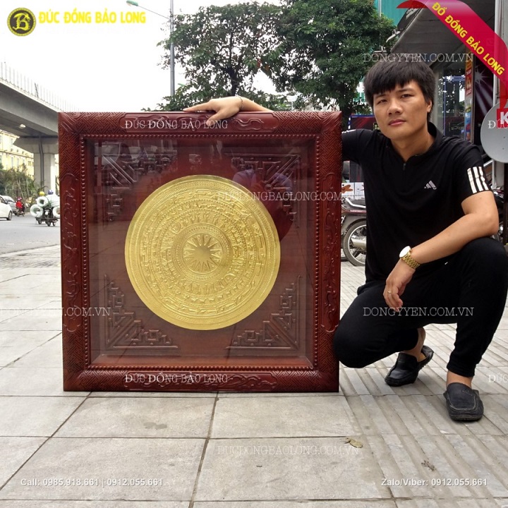 Tranh Trống Đồng Mạ Vàng 24k, Dát Vàng 9999