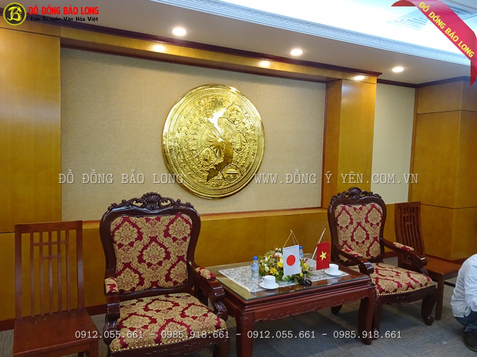 Mặt trống đồng bản đồ 1m27 được chạm thủ công bằng đồng nhập Hàn Quốc