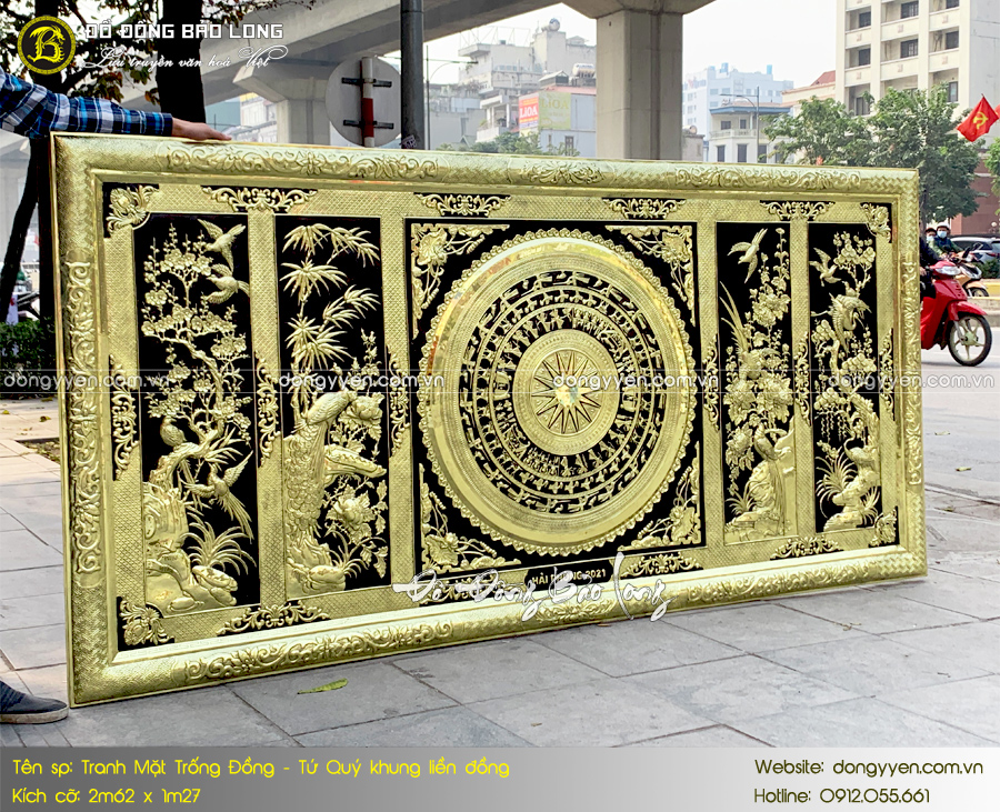 tranh mặt trống đồng tứ quý